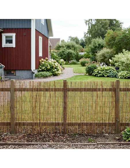Recinzione per Giardino Carbonizzato 400 x 90 cm Giunco