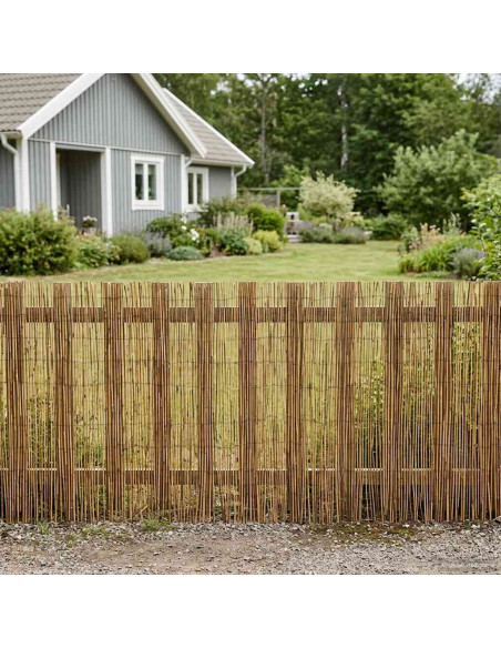 Recinzione per Giardino Carbonizzato 500 x 90 cm Giunco