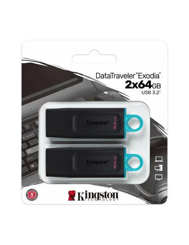 Kingston Pendrive USB-A 3.264GB DTX/64GB-2P Nero/Celeste 2 Pz