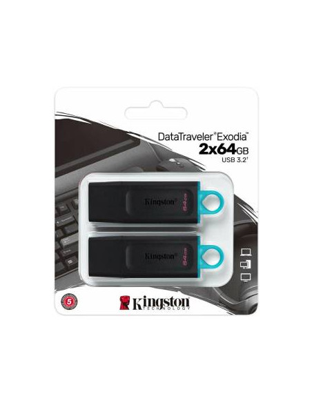 Kingston Pendrive USB-A 3.264GB DTX/64GB-2P Nero/Celeste 2 Pz