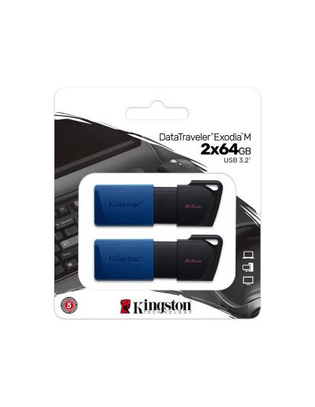 Kingston Pendrive USB-A 3.264GB DTXM/64GB-2P Nero/Blu 2 Pz