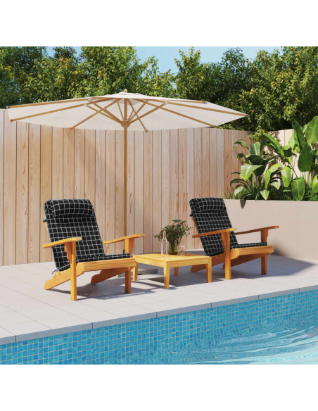 Cuscini Sedia Adirondack 2 pz a Quadri Neri in Tessuto Oxford