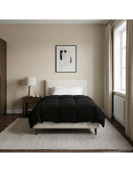 Duvet Estivo Trapuntato Nero 155 x 220 cm Microfibra