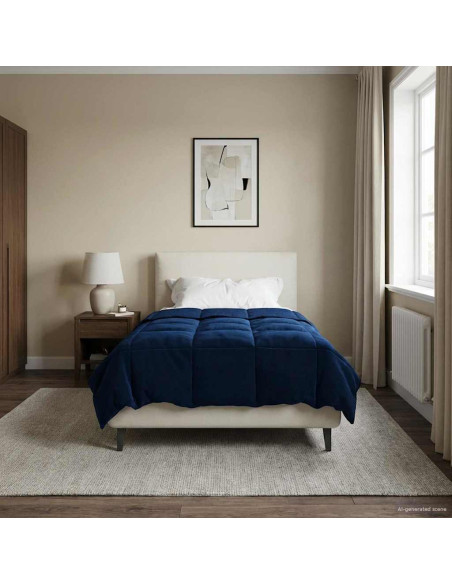 Duvet Estivo Trapuntato Blu Scuro 155 x 200 cm Microfibra