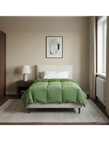 Duvet Invernale Trapuntato Verde 140 x 220 cm Microfibra