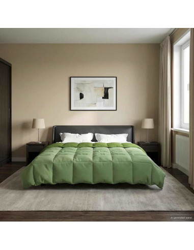 Duvet Invernale Trapuntato Verde 240 x 260 cm Microfibra