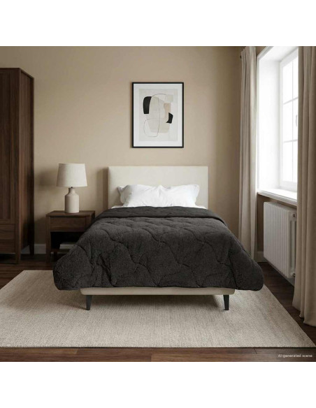 Duvet Estivo Antracite 135 x 200 cm Microfibra e Fleece Teddy