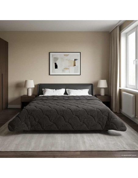 Duvet Estivo Antracite 200 x 220 cm Microfibra e Fleece Teddy