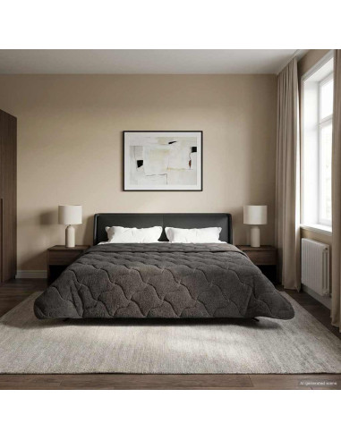 Duvet Estivo Antracite 220 x 260 cm Microfibra e Fleece Teddy