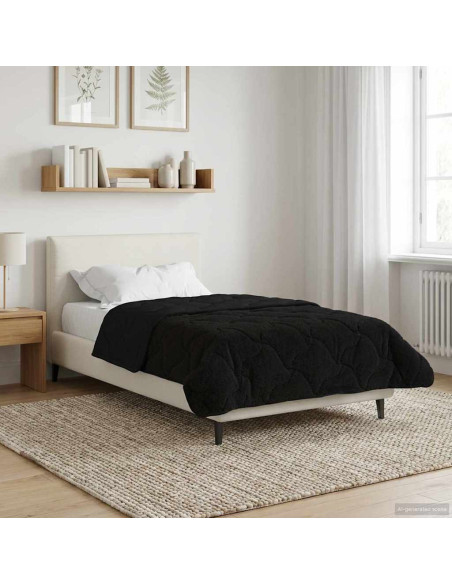 Duvet Estivo Nero 135 x 200 cm Microfibra e Fleece Teddy