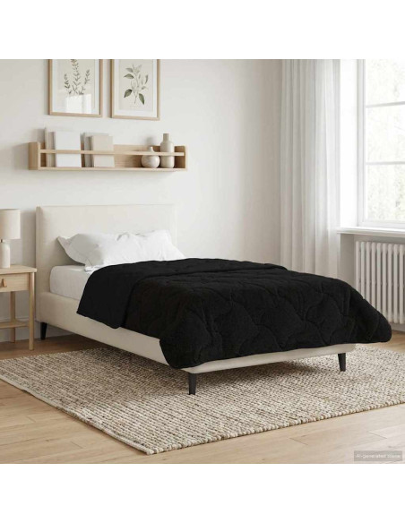 Duvet Estivo Nero 155 x 200 cm Microfibra e Fleece Teddy