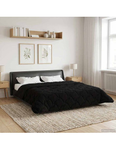 Duvet Estivo Nero 200 x 240 cm Microfibra e Fleece Teddy