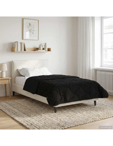 Duvet Estivo Nero 135 x 200 cm Microfibra e Fleece Teddy