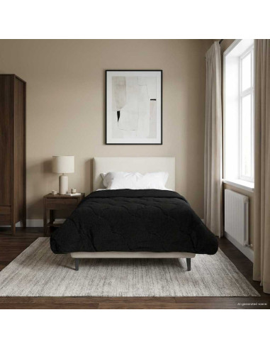 Duvet Estivo Nero 140 x 220 cm Microfibra e Fleece Teddy