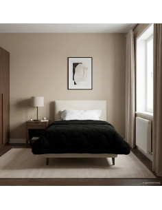 Duvet Estivo Nero 155 x 220 cm Microfibra e Fleece Teddy