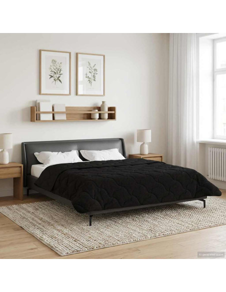 Duvet Estivo Nero 200 x 220 cm Microfibra e Fleece Teddy