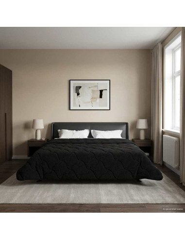 Duvet Estivo Nero 220 x 260 cm Microfibra e Fleece Teddy