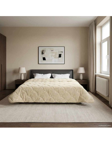 Duvet Invernale Crema 200 x 240 cm Microfibra e Fleece Teddy