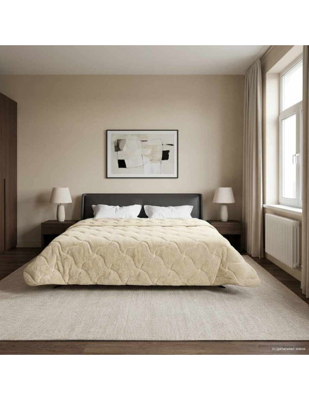 Duvet Invernale Crema 200 x 240 cm Microfibra e Fleece Teddy
