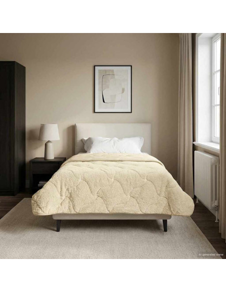 Duvet Invernale Crema 140 x 220 cm Microfibra e Fleece Teddy