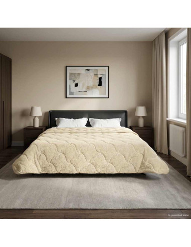 Duvet Invernale Crema 200 x 220 cm Microfibra e Fleece Teddy