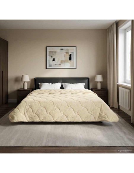 Duvet Invernale Crema 200 x 220 cm Microfibra e Fleece Teddy