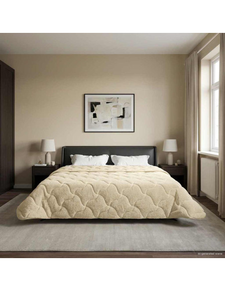 Duvet Invernale Crema 240 x 260 cm Microfibra e Fleece Teddy