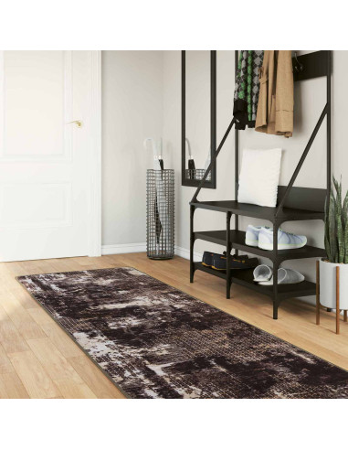 Runner Tappeto MARSA Nero 100 x 450 cm Poliestere e PVC