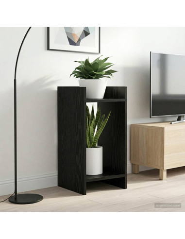 Supporto per piante con lo scaffale Rovere Nero 30 x 30 x 60 cm