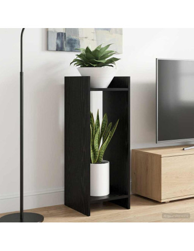 Supporto per piante con lo scaffale Rovere Nero 30 x 30 x 80 cm