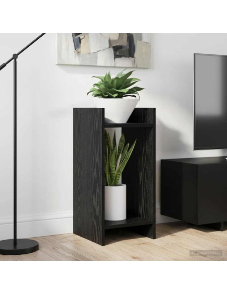 Supporto per piante con lo scaffale Rovere Nero 30 x 30 x 60 cm