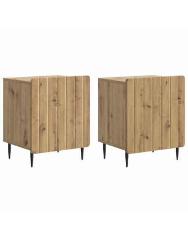 Armadio da Notte 2 pcs Rovere Artigianale 43 x 34,5 x 52 cm