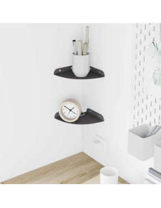 Mensola sospesa con lo scaffale 2 pcs Nero 15 x 15 x 2 cm