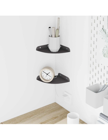 Mensola sospesa con lo scaffale 2 pcs Nero 15 x 15 x 2 cm