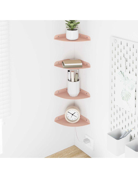 Mensola sospesa con lo scaffale 4 pcs Rosa 15 x 15 x 2 cm