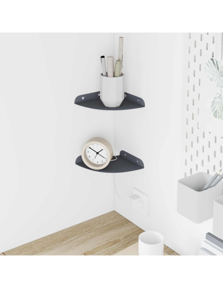 Mensola sospesa con lo scaffale 2 pcs Antracite 15 x 15 x 2 cm