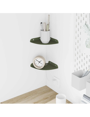 Mensola sospesa 2 pcs Verde oliva 15 x 15 x 2 cm