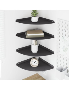 Mensola sospesa con lo scaffale 4 pcs Nero 30 x 30 x 2 cm