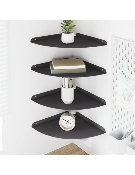 Mensola sospesa con lo scaffale 4 pcs Nero 30 x 30 x 2 cm