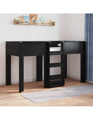 Letto a Castello per Bambini Rovere Nero 75 x 190 cm