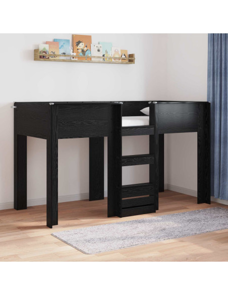 Letto a Castello per Bambini Rovere Nero 75 x 190 cm
