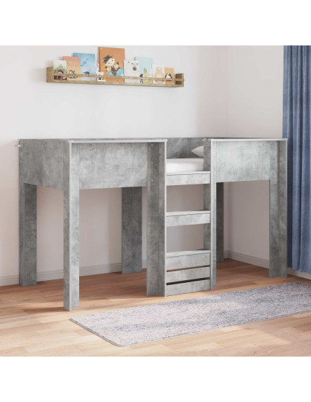 Letto a Castello per Bambini Grigio cemento 75 x 190 cm