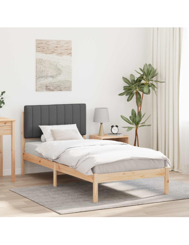 Letto con Testiera Rivestita Grigio Naturale e Scuro