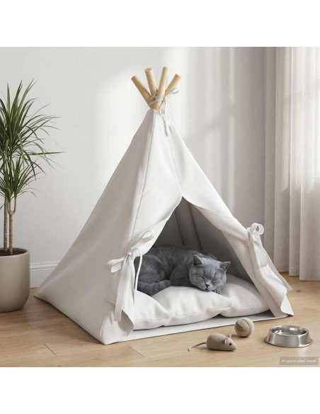 Tenda per animali con cuscino Bianco 50 x 50 x 60 cm Poliestere