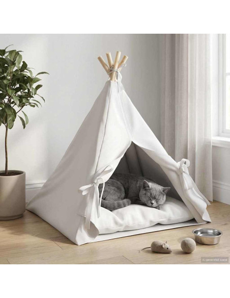 Tenda per animali con cuscino Bianco 60 x 60 x 70 cm Poliestere
