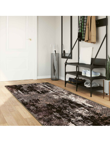 Runner Tappeto MARSA Nero 100 x 250 cm Poliestere e PVC