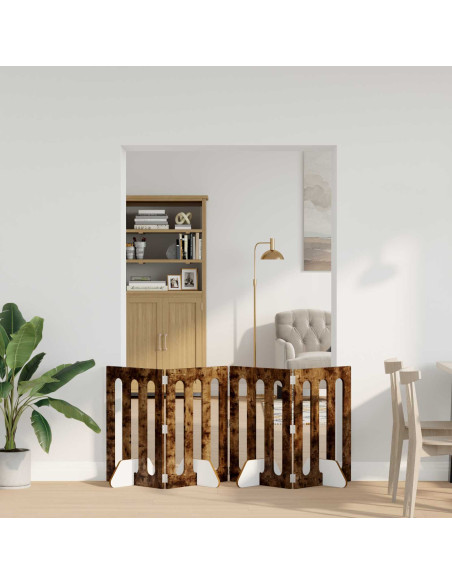 Recinto pieghevole per animali 4 pcs Quercia Affumicata