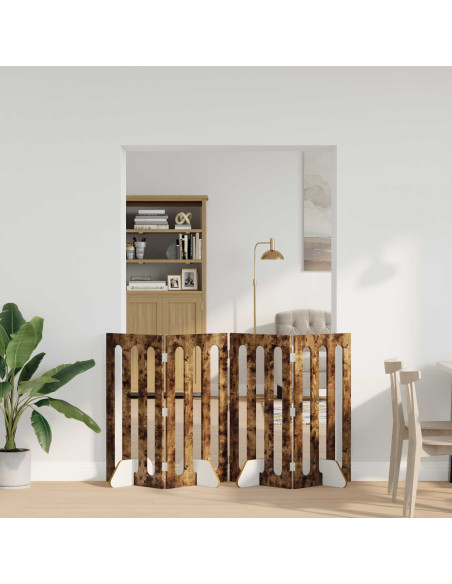 Recinto pieghevole per animali 4 pcs Quercia Affumicata