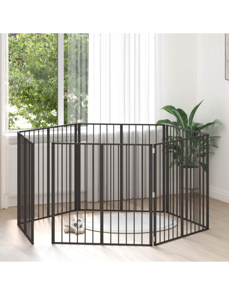 Cancello per cani 6 pcs Nero 100 x 100 cm Acciaio zincato