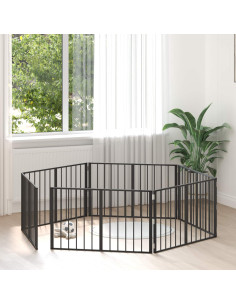 Cancello per cani 6 pcs Nero 100 x 60 cm Acciaio zincato